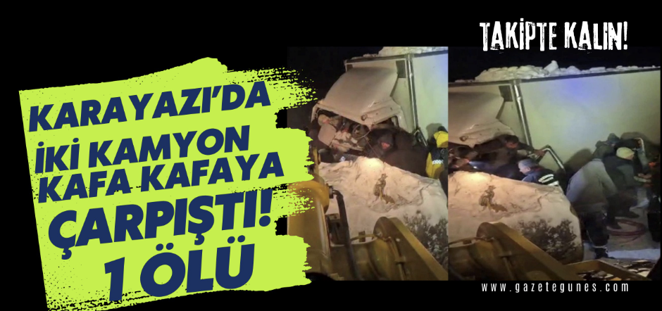 Erzurum’un Karayazı ilçesinde tipi kazaya neden oldu: İki kamyon kafa kafaya çarpıştı. 1 ölü
